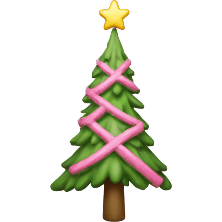 Pink Christmas tree with a cross as a topper emoji