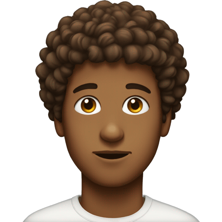 a teenager with brown jewfro doing a side eye emoji