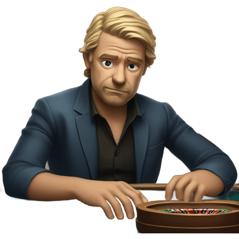 Man sad after losing bets in a casino emoji