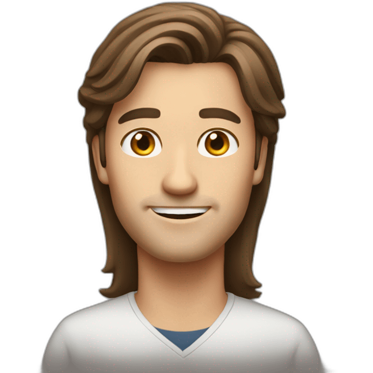 long-length brown hair marketing expert young man emoji