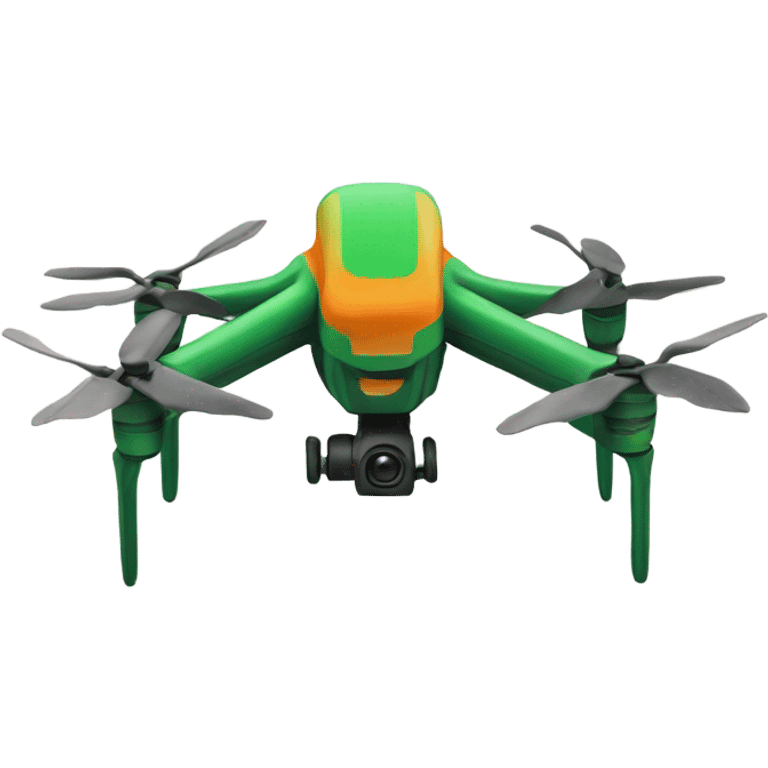 Green and orange drone emoji