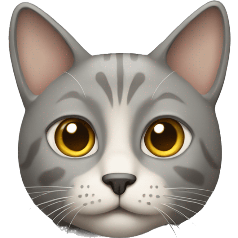 Grey cat with half beige face emoji