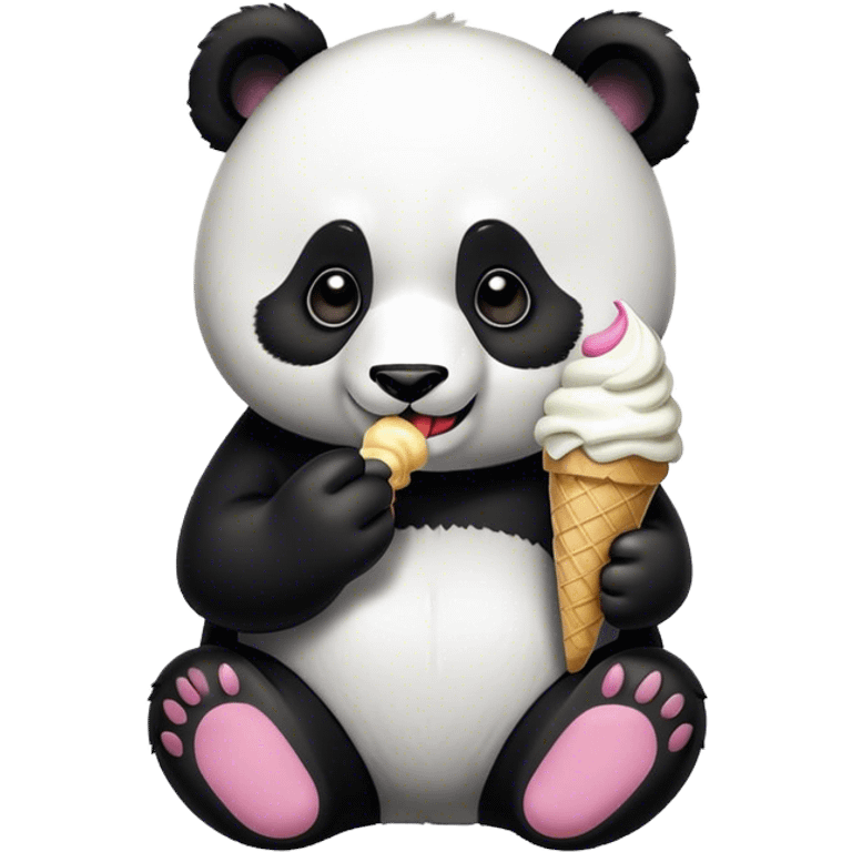 Panda eating ice cream emoji