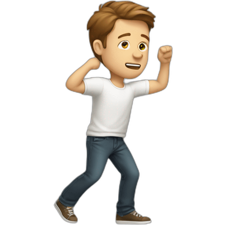 white man with brown hair doing a dab emoji