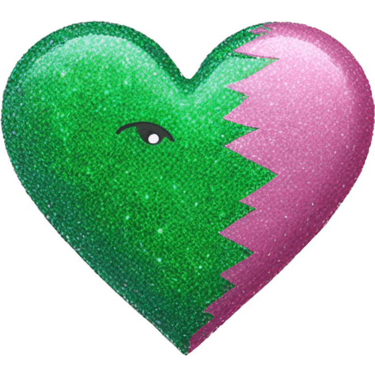 pink and green glittery heart without face emoji