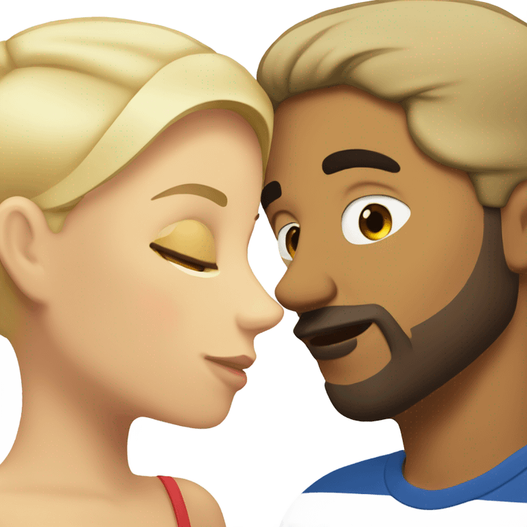 Puerto rican beard short hair with blonde girl kissing  emoji