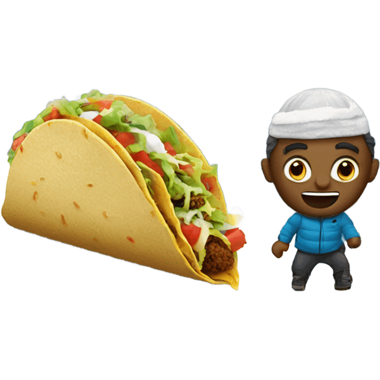 Eating tacos on top of a snow topped mountain  emoji