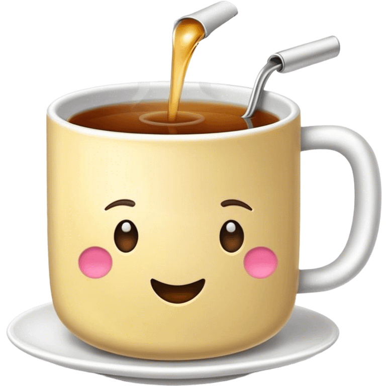 Una taza de té donde se vea el cordón de la bolsita colgando emoji