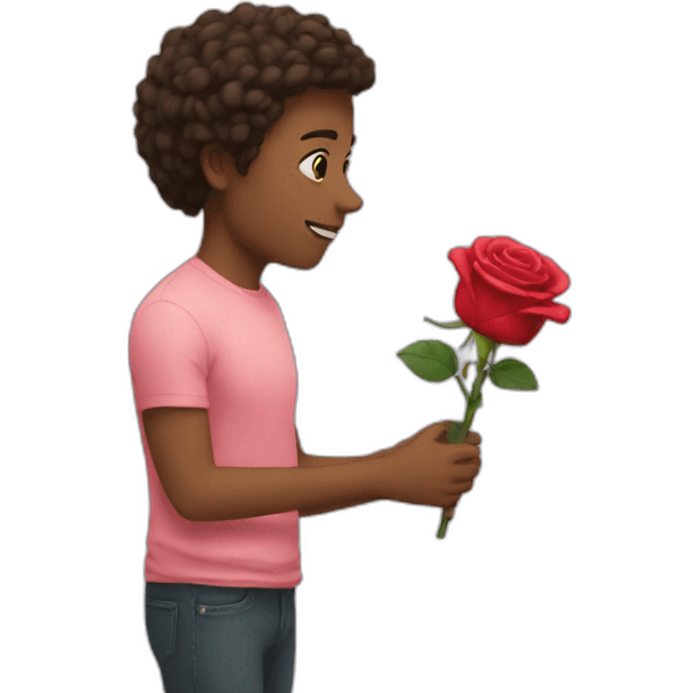 Friend giving rose emoji