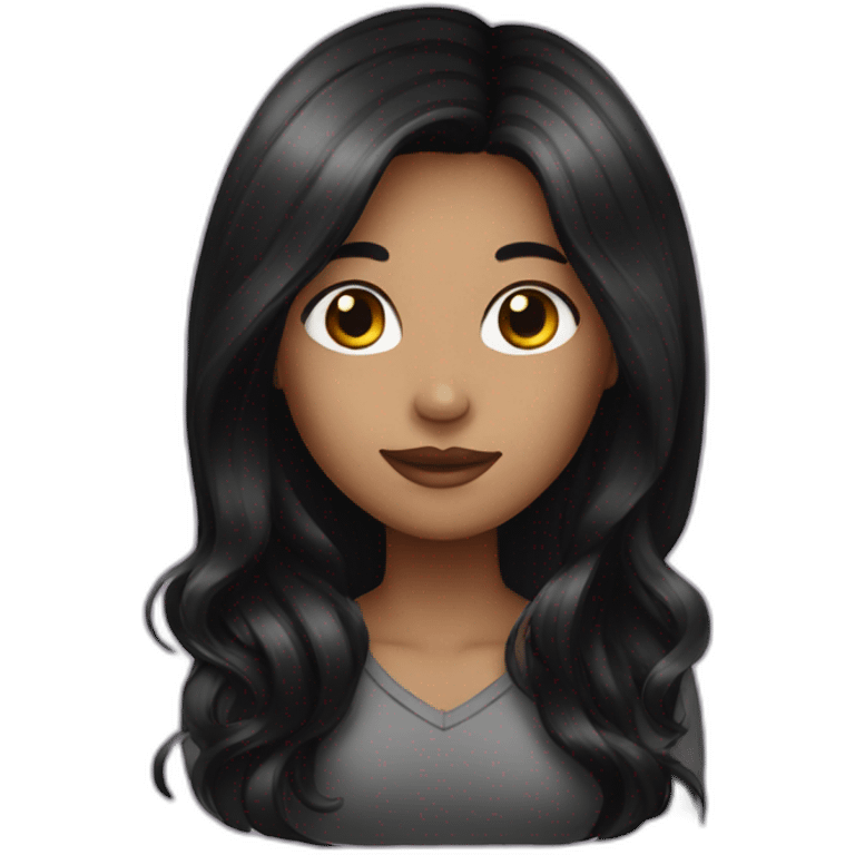 A girl with black long hair with highlight emoji