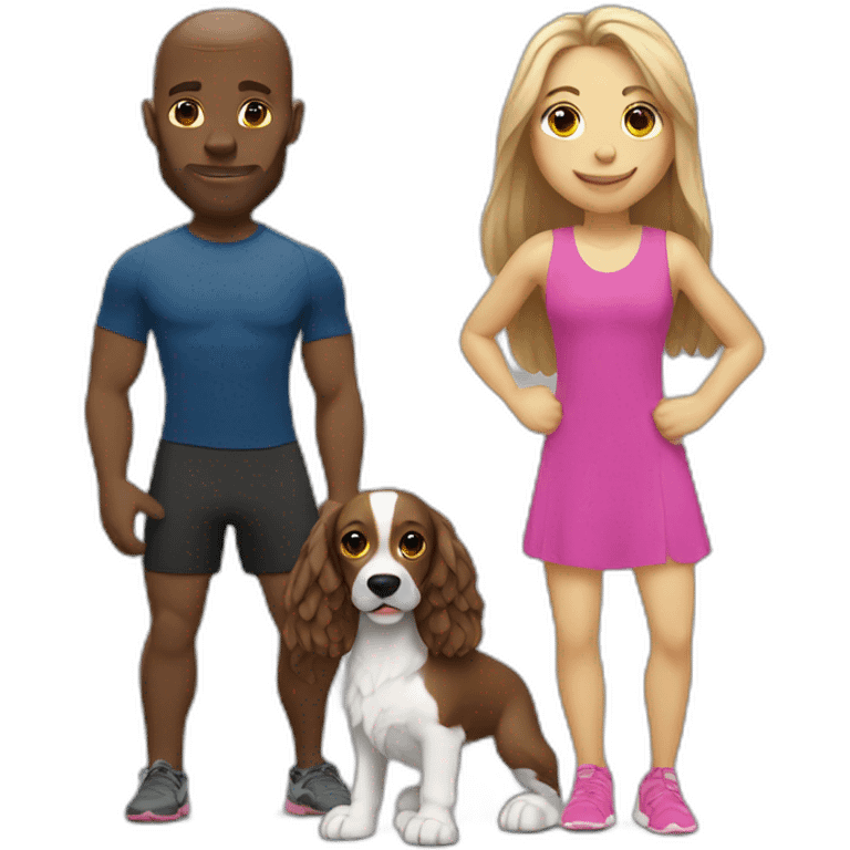 Sprinter spaniel with white man and woman emoji