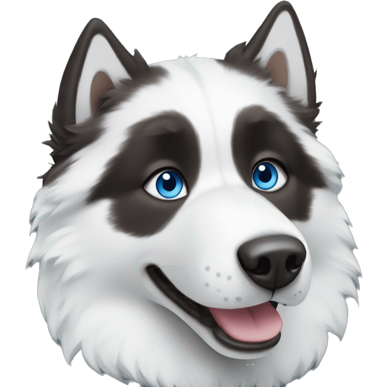 Black and white fluffy husky with one blue eye and one brown eye emoji