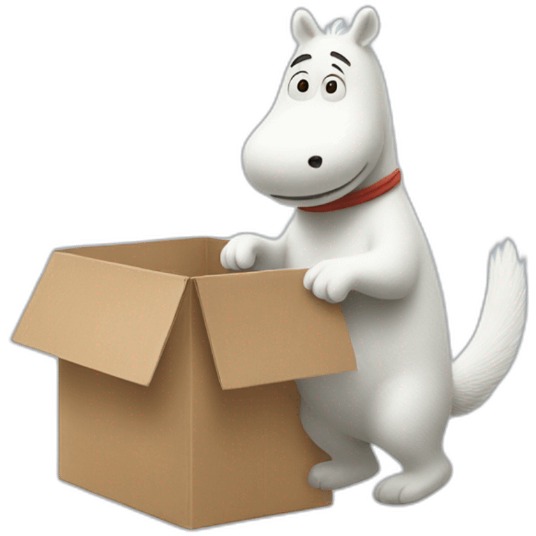 Moomin delivering a box emoji