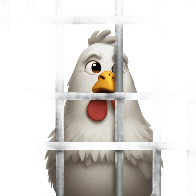 A sad chicken in jail emoji