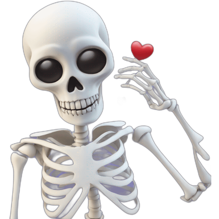 skeleton with heart in his hands emoji