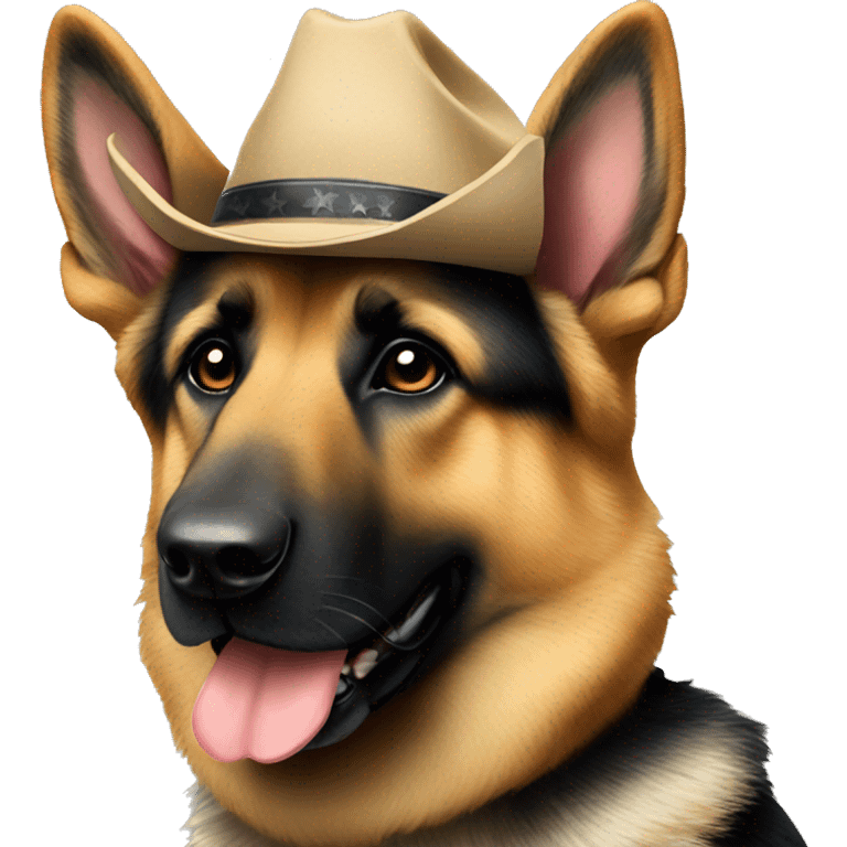 German shepherd wearing a cowboy hat and a bandanna  emoji