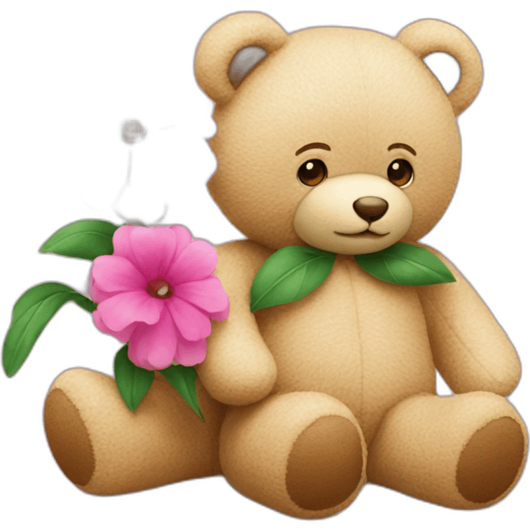 Flower on 2 teddy bears emoji