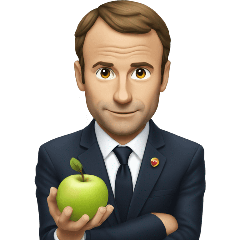 Macron mange une pomme  emoji