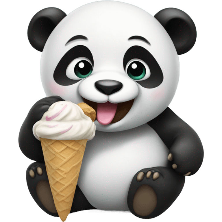 Panda eating ice cream emoji