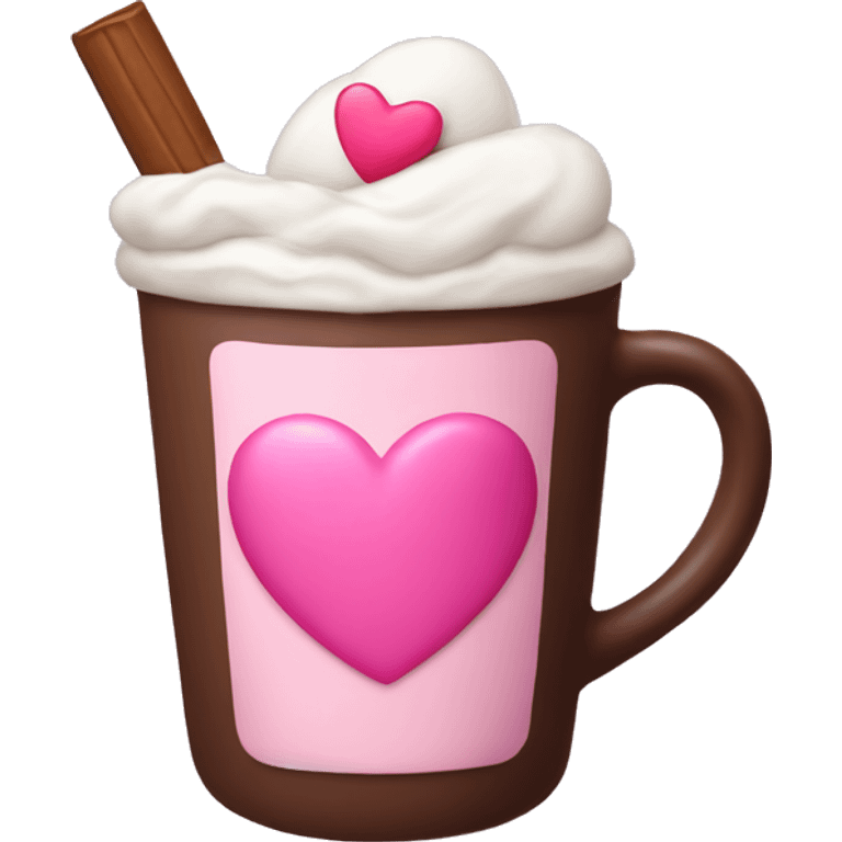 hot chocolate with a pink heart emoji