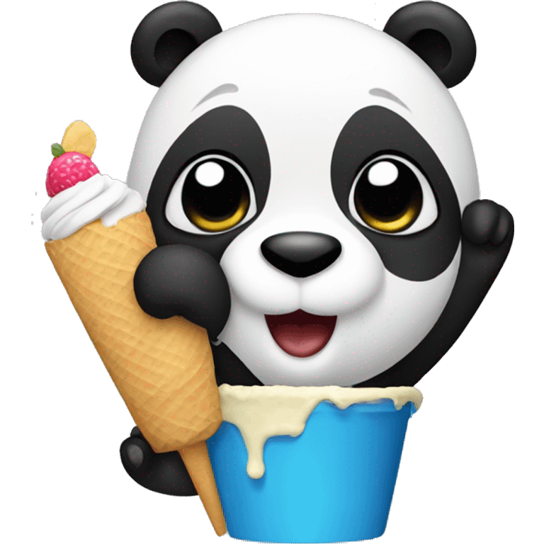 Panda eating ice cream emoji