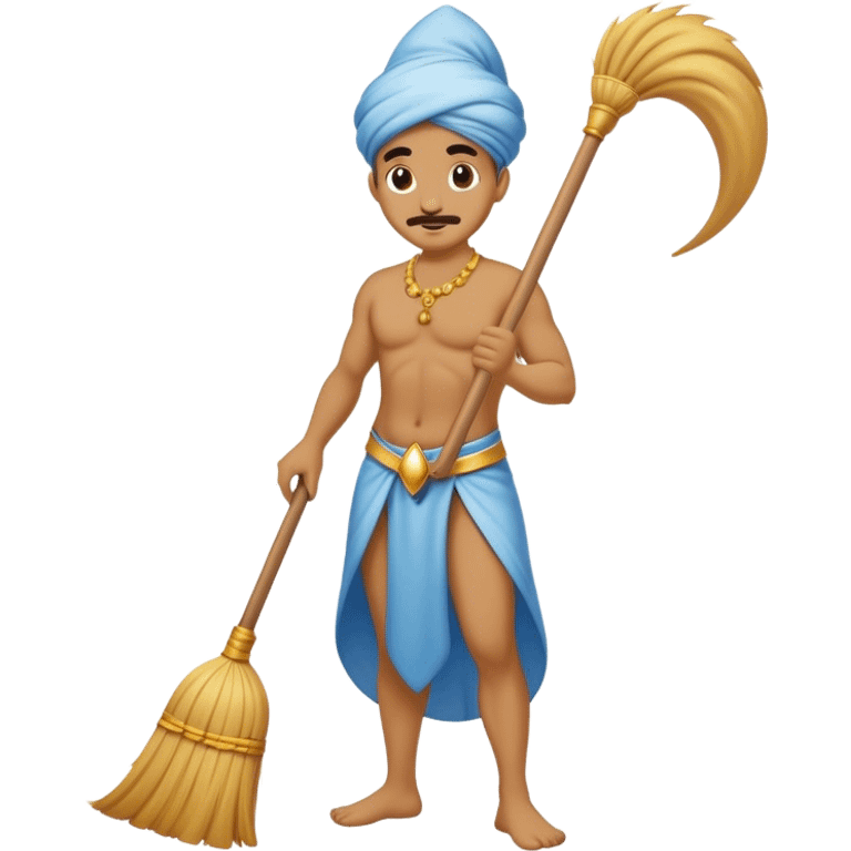 genie cleaning up, genie with a broom, genie sweeping the floor emoji