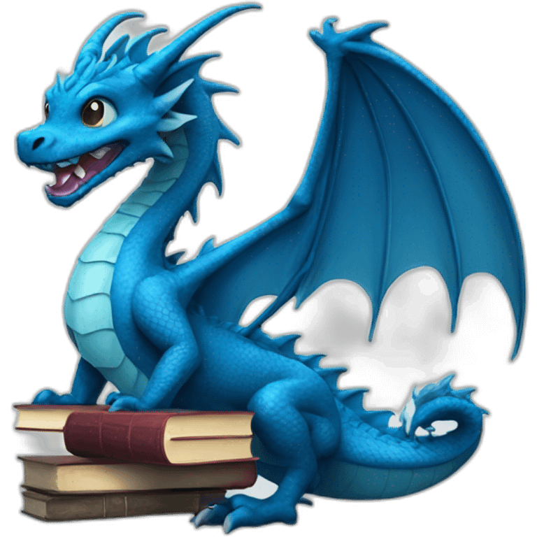 Blue Dragon with Books emoji