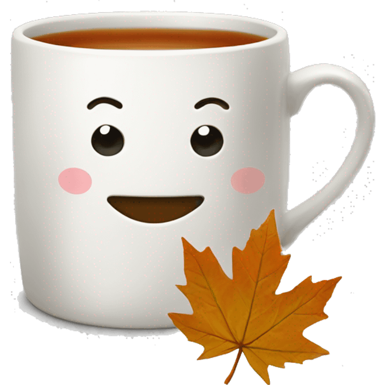 Mug Tea with maple leaves emoji