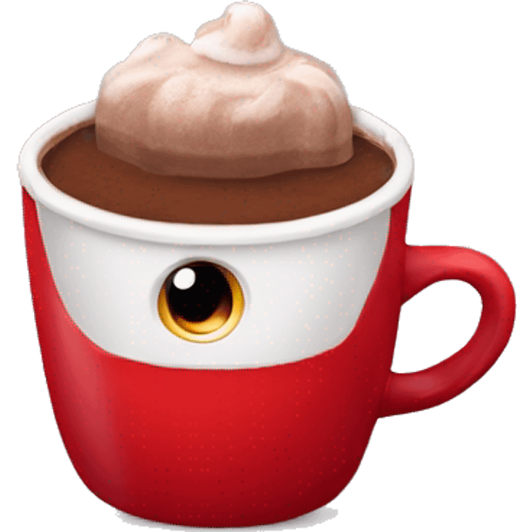 Hot chocolate in red cup with eyes cute emoji