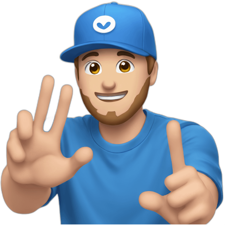 MrBeast wearing a blue cap making heart sign with a hand emoji