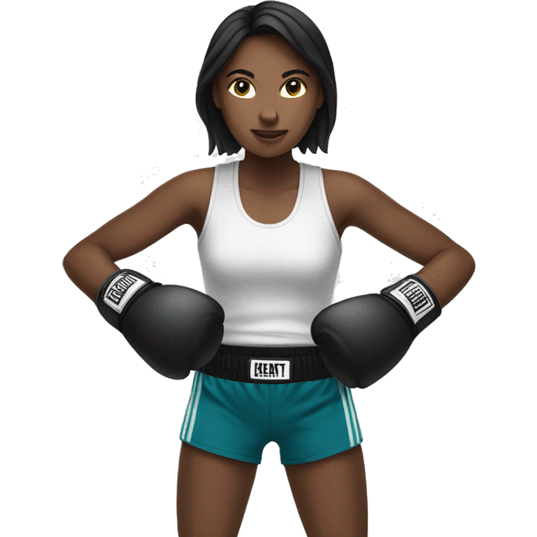 white brunette girl boxing emoji