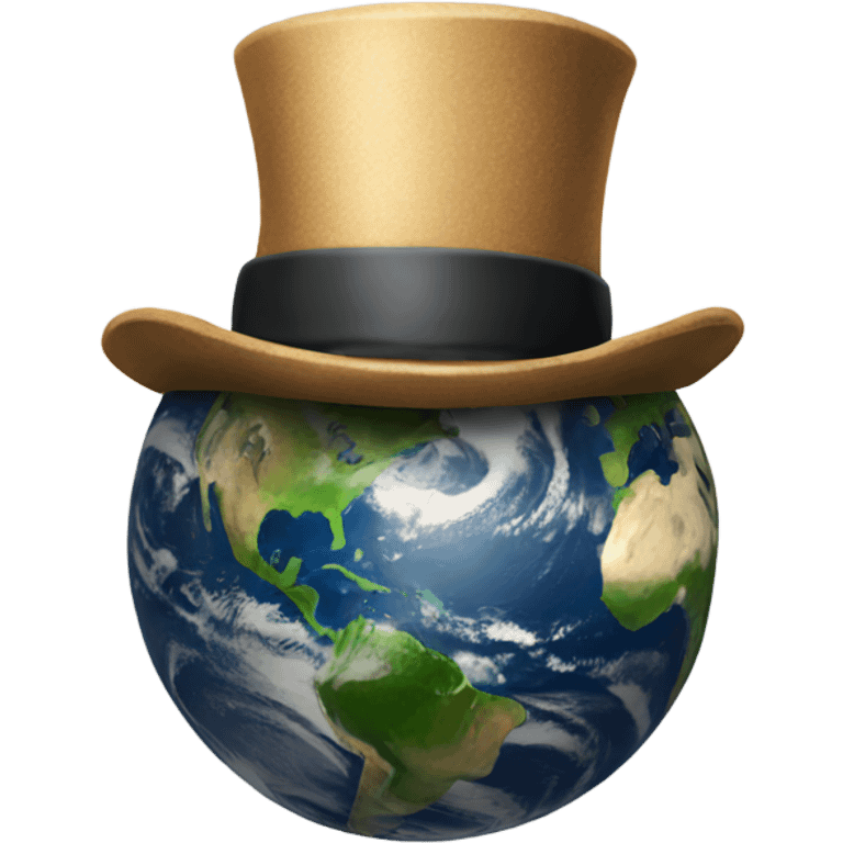 earth wearing a top hat emoji