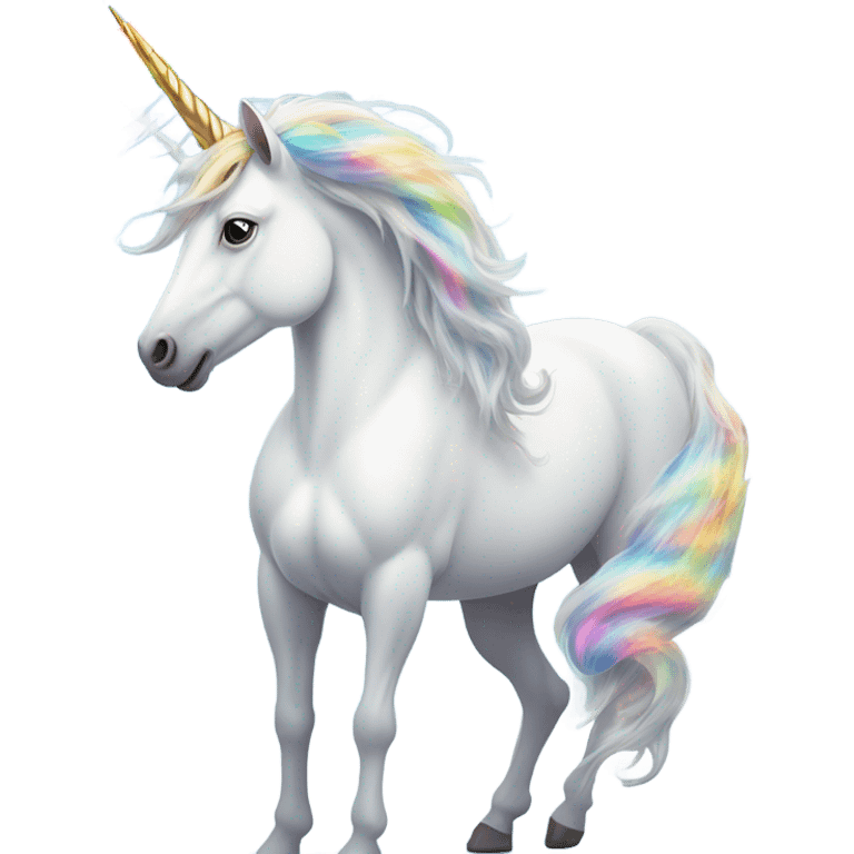 it's unicorn in a blue sky with a rainbow overhead emoji