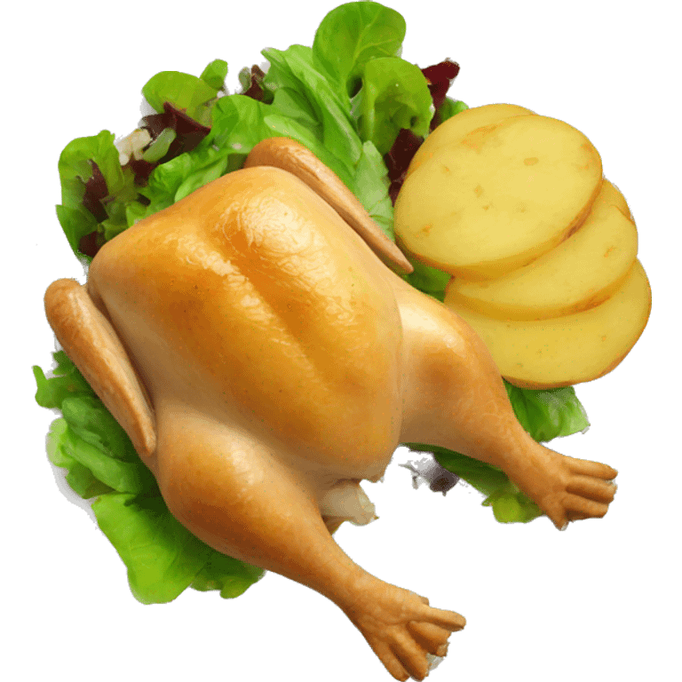 turkey potatoes and salad on a plate emoji