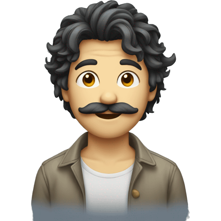 Long shaggy hair boy and moustache emoji