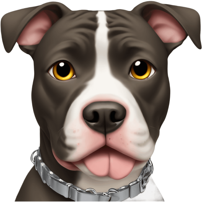 Pitbull with collar that says rescue emoji