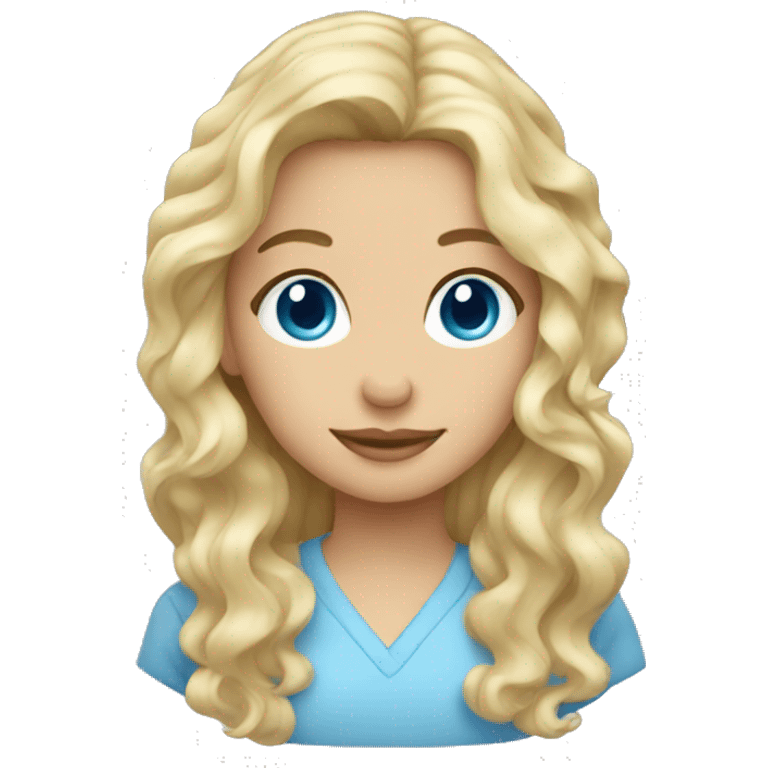 Blond wavy hair girl with blue eyes emoji