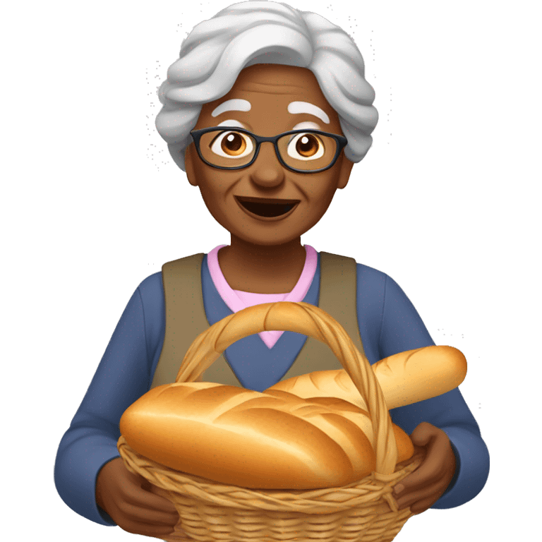 grandma with bread basket emoji