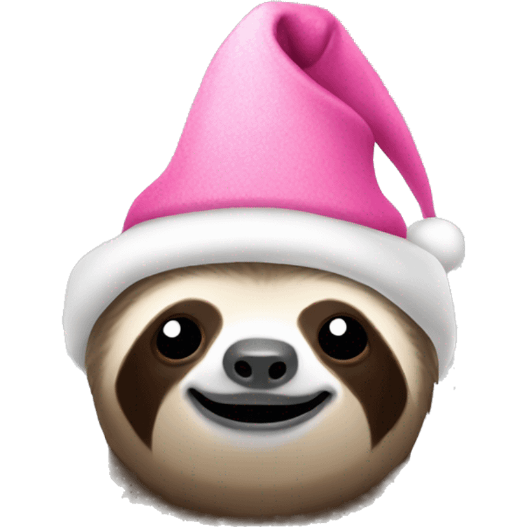 Sloth with pink Christmas hat emoji