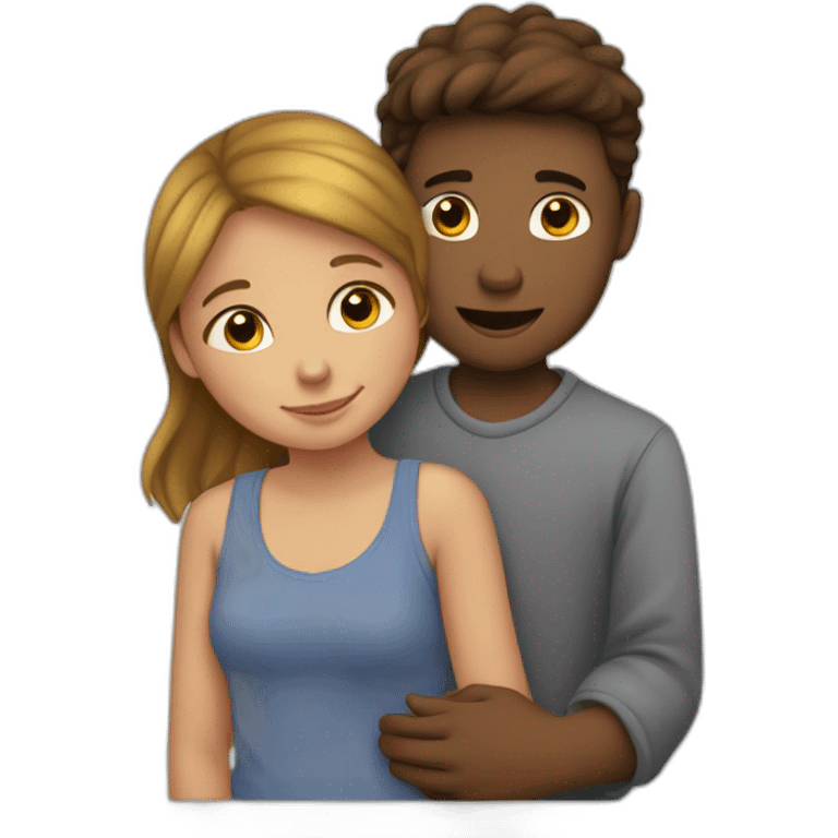 Un garçon et une fille qui se font un calin emoji