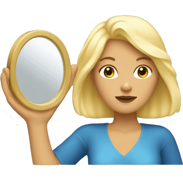 blond woman looking with the mirror in the hand  emoji