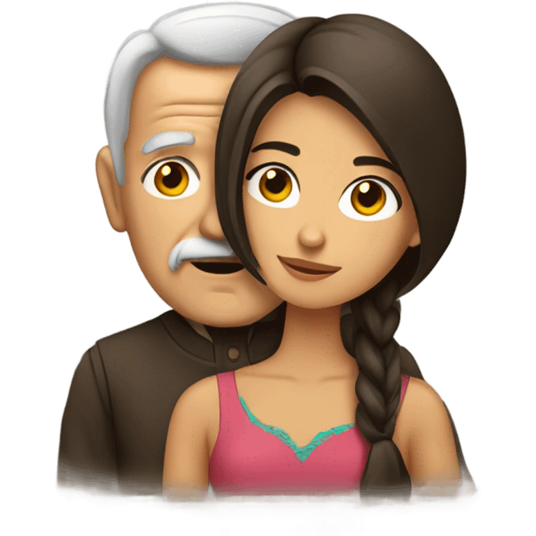 Young brunette Mexican woman with old man emoji