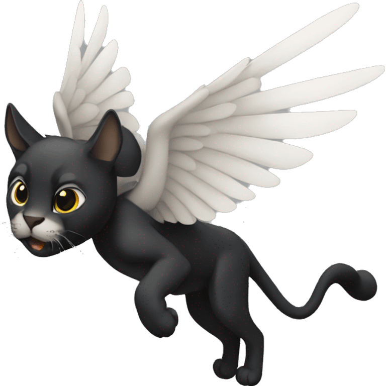 winged black puma flying emoji