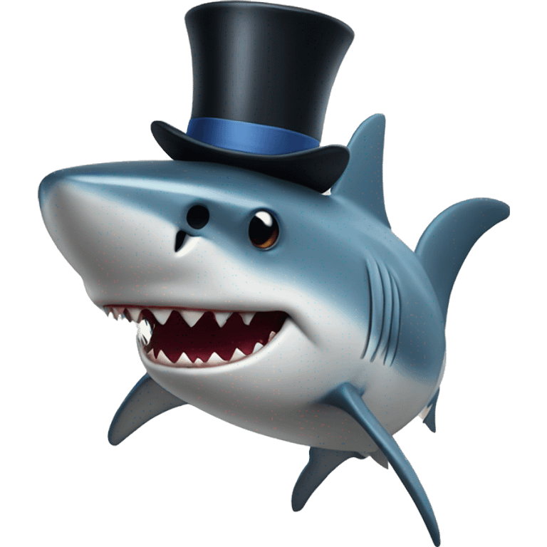 Shark with a top hat emoji