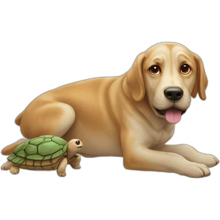 Chien sur une tortue emoji