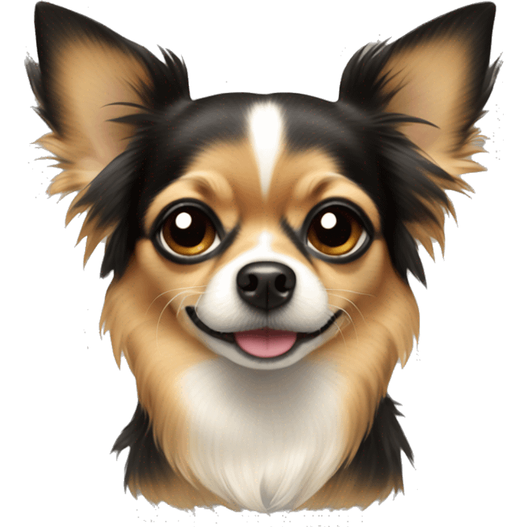 black and tan long-haired chihuahua head only emoji