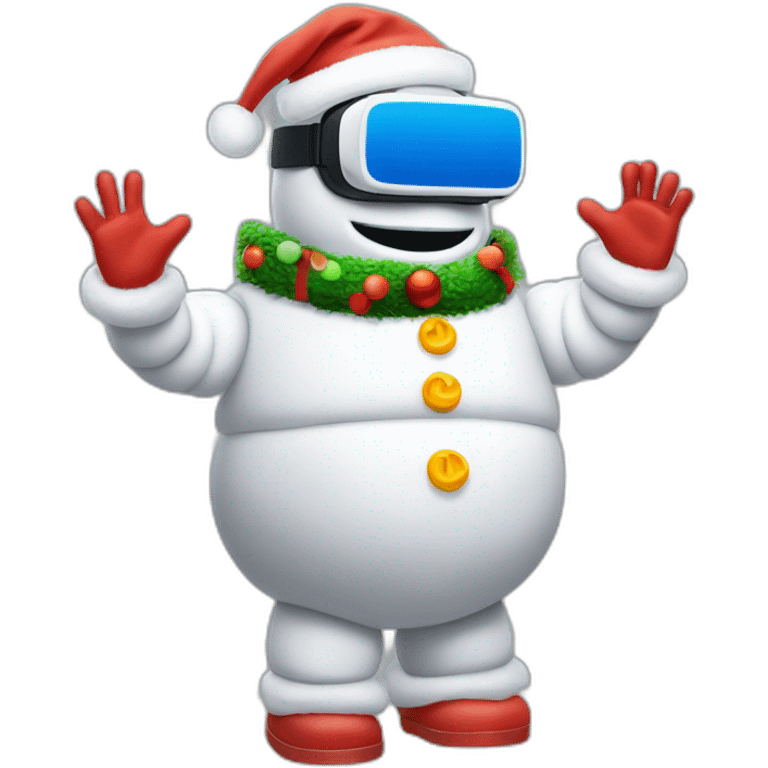 full body christmas michelin man snowman in vr headset emoji