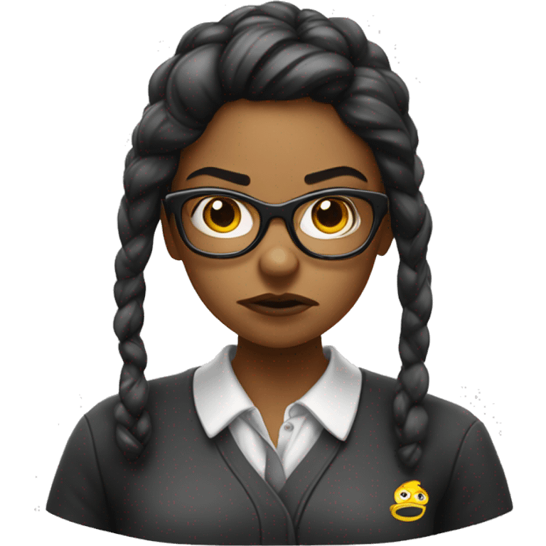 angry university girl with glassess emoji