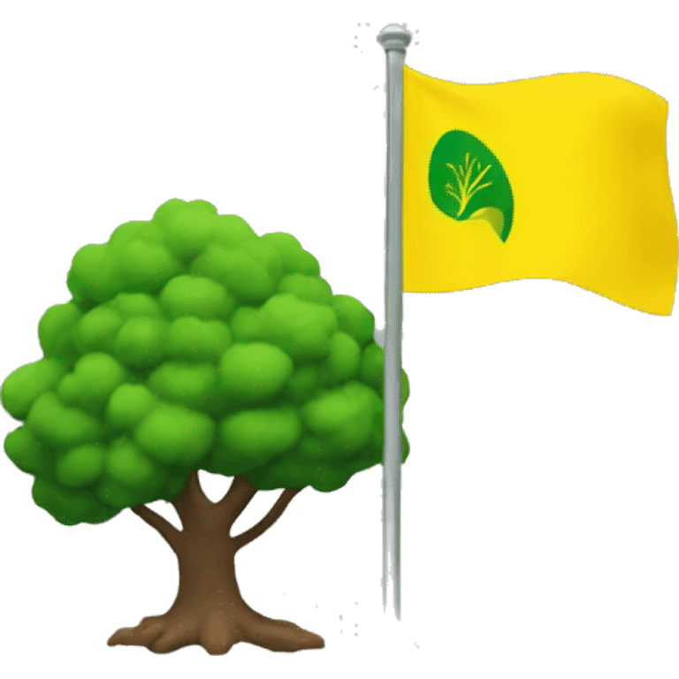 yellow flag with green tree in the middle waving emoji