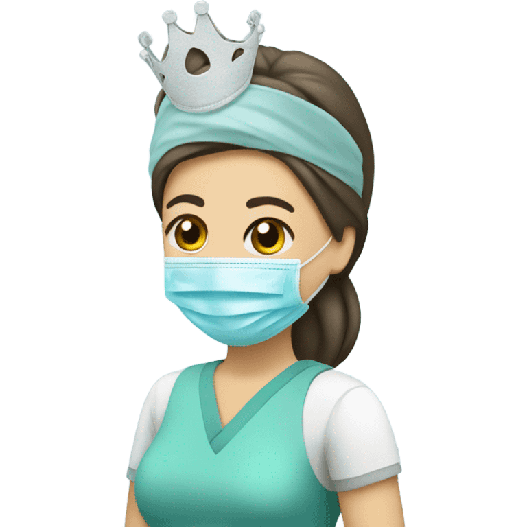 CRNA with surgical mask and tiara  emoji